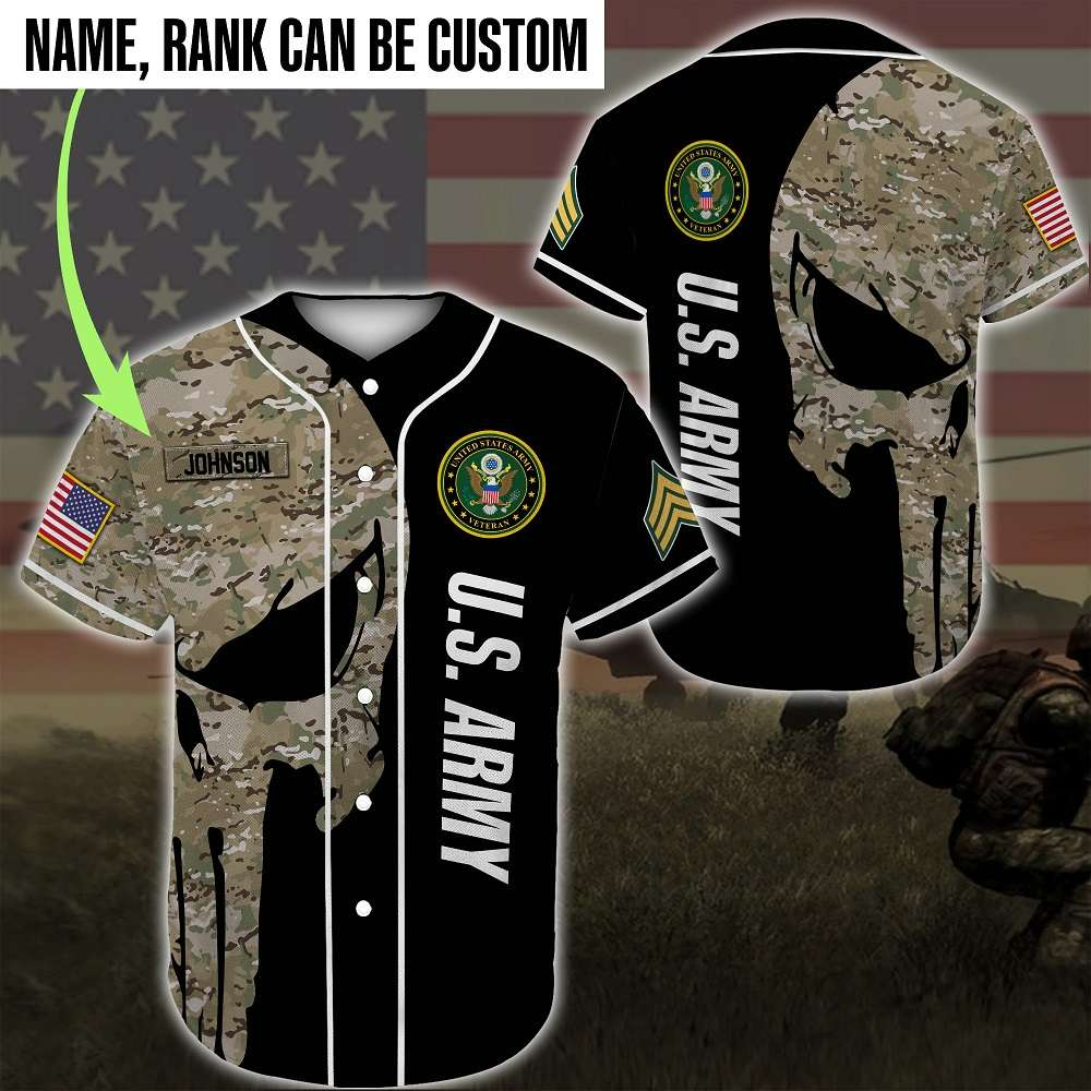 Custom Name Baseball Jersey United States Army Veteran All Over Printed Custom Name Baseball Jersey United States Army Veteran All Over Printed